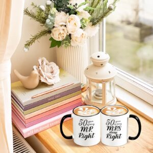 YHRJWN - 50th Wedding Gifts, 50 Years of Being Mr & Mrs Always Right Mug Set, Best 50th Wedding Gifts Ideas for Parents Couple, White with Black Handle 11 Oz