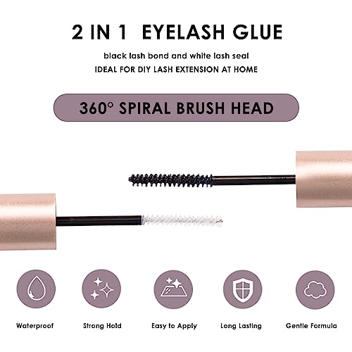 Individual Lashes 120 Cluster Lashes DIY Eyelash Extension Thin Band Wide Stem Lash Clusters with Applicator and Lash Bond and Seal Lash Extension Kit Mix 10-16mm Length C/D Curl - OP01
