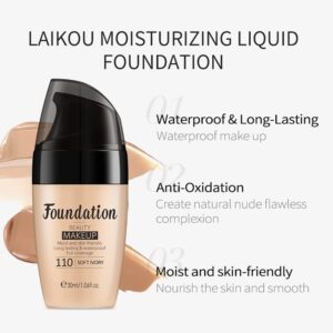 AKARY Flawless Finish Liquid Foundation, Moisturizer Long-Lasting Makeup Full Coverage Primer Face Makeup, Improves Uneven Skin Tone, Pore Minimizer, Lightweight,1.06Fl Oz (240 Natural Color)