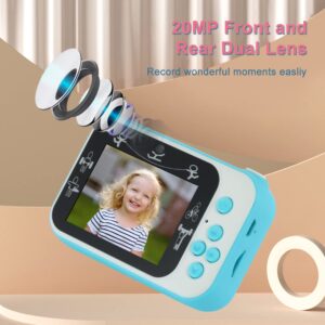 Namolit 1080P Mini Kids Digital Camera Digital Video Camera for Kids Dual Lens 2.4 Inch IPS Screen Built-in Battery Cute Photo Frames Interesting Games with Neck Strap Birthday