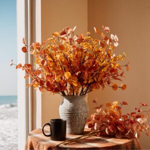 Anna's Whimsy 8 Pcs Artificial Eucalyptus Stems and Fake Babys Breath Flower Fall Decorations Fall Leaves for Fall Home Decor