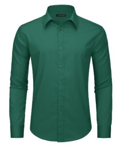 magcomsen mens dress shirts long sleeve button down shirt lightweight formal shirts business casual shirt green,xl