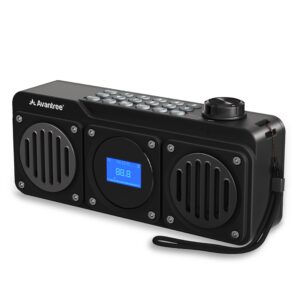 avantree boombyte - portable digital fm radio with bluetooth speaker, superb sound, metal finish, mp3 player, support micro sd card & usb audio input, long play time, rechargeable, easy to use.