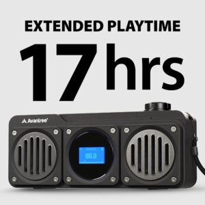 Avantree Boombyte - Portable Digital FM Radio with Bluetooth Speaker, Superb Sound, Metal Finish, MP3 Player, Support Micro SD Card & USB Audio Input, Long Play Time, Rechargeable, Easy to Use.