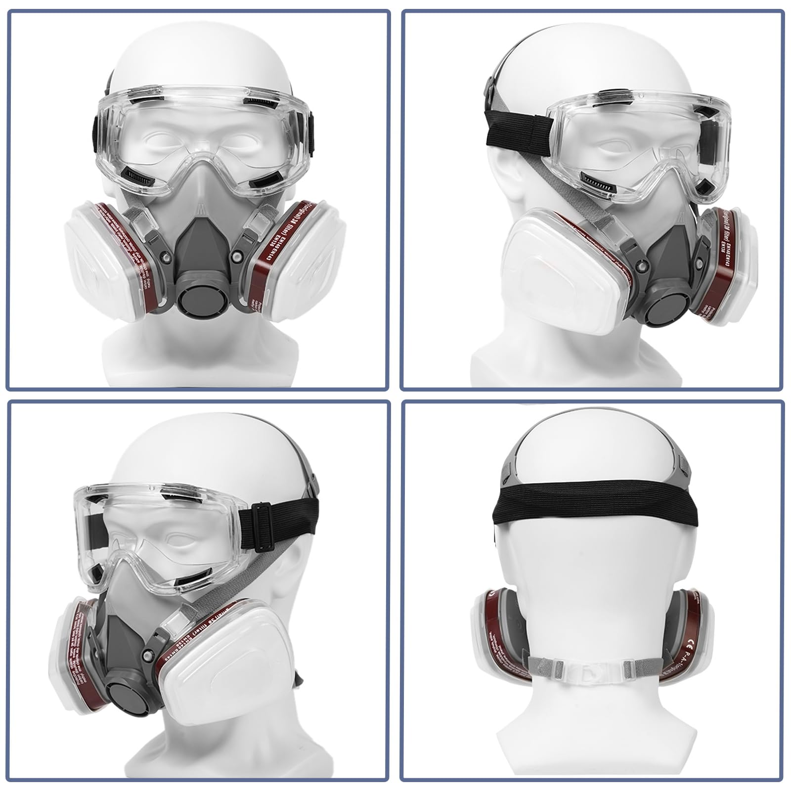Respirator Mask with Filters, Reusable Half Face Gas Mask with Safety Glasses, Half Face Paint Mask, for Painting, Welding, Woodworking, Polishing, Organic Vapors, Sanding and Other Work Protection.