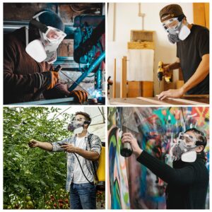 Respirator Mask with Filters, Reusable Half Face Gas Mask with Safety Glasses, Half Face Paint Mask, for Painting, Welding, Woodworking, Polishing, Organic Vapors, Sanding and Other Work Protection.