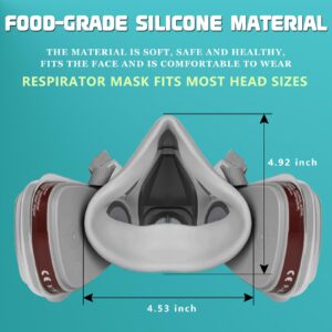 Respirator Mask with Filters, Reusable Half Face Gas Mask with Safety Glasses, Half Face Paint Mask, for Painting, Welding, Woodworking, Polishing, Organic Vapors, Sanding and Other Work Protection.