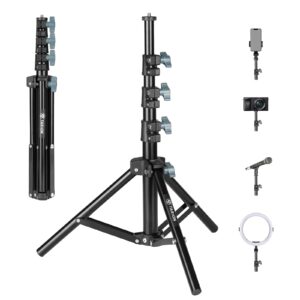 tarion light stand for phone cameras - 51" photography lighting tripod stand mobile phone stand stick lightweight foldable travel tripod stand for recording vlogging videography filming tls-01