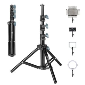 TARION Light Stand for Phone Cameras - 51" Photography Lighting Tripod Stand Mobile Phone Stand Stick Lightweight Foldable Travel Tripod Stand for Recording Vlogging Videography Filming TLS-01