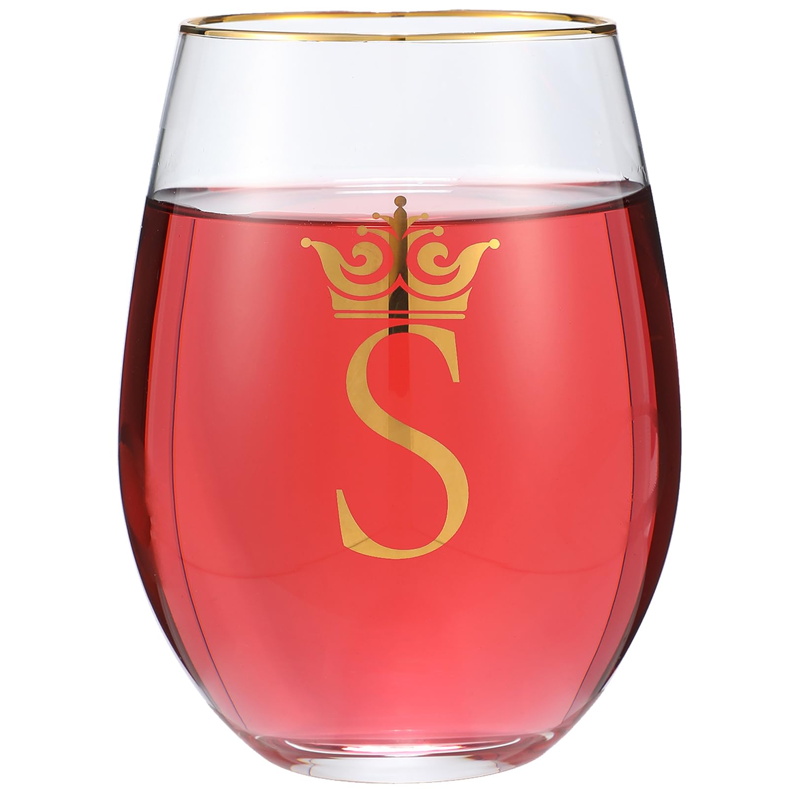 COFOZA Personalized Initial Gifts Letter S 15 Ounce Wine Glass Tumbler Wedding Bridesmaid Birthday Graduation Gift for Men Women Monogrammed Gift Cup (S)