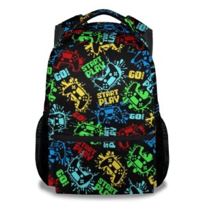 mercuryelf gaming backpack for boys girls, 16 inch black backpacks for school travel, fashion lightweight bookbag for kids