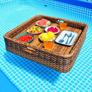 enpap deluxe floating tray for pool, swimming pool floating tray table & bar, family size floating refreshments holding tray for snacks and drinks (size : 80cm)