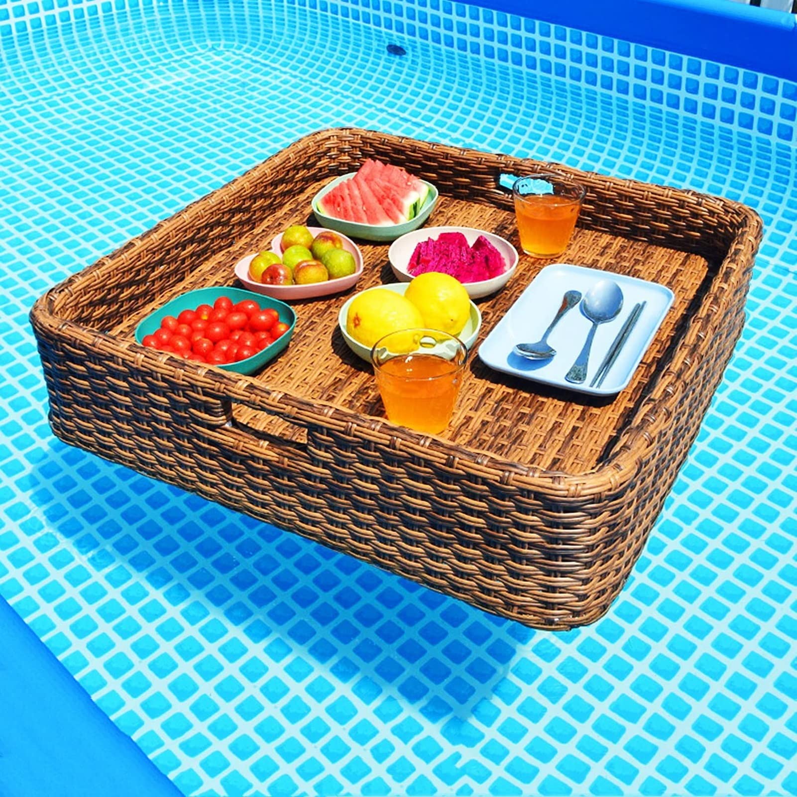 ENPAP Deluxe Floating Tray for Pool, Swimming Pool Floating Tray Table & Bar, Family Size Floating Refreshments Holding Tray for Snacks and Drinks (Size : 80cm)