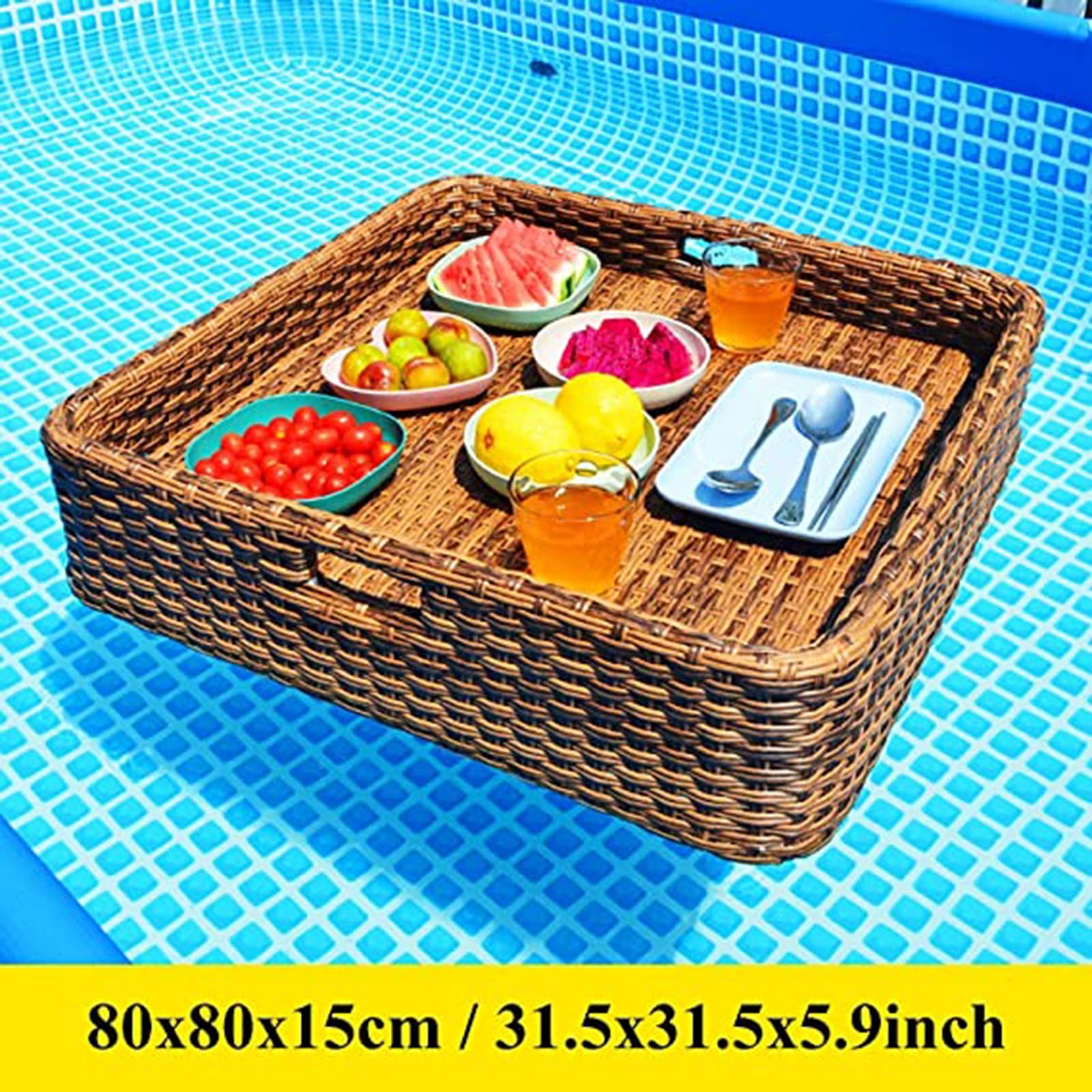 ENPAP Deluxe Floating Tray for Pool, Swimming Pool Floating Tray Table & Bar, Family Size Floating Refreshments Holding Tray for Snacks and Drinks (Size : 80cm)