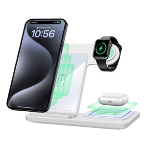 wireless charger,vnbbt 3 in 1 wireless charging station foldable for apple iphone/iwatch/airpods,iphone 15 14,13,12,11(pro,pro max)/xr/xs/x/8(plus),iwatch ultra 9 8 7 6 se 5 4 airpods(no adapter)