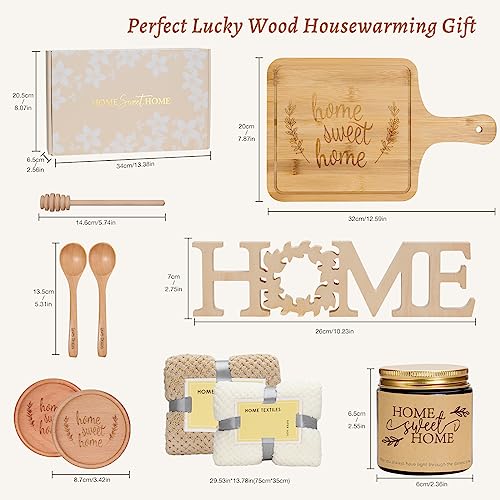 House Warming Gifts New Home,Housewarming Gift,Housewarming Gifts for New House,New Home Gifts for Home,Home Sweet Home Bamboo Serving Board Candle for Couple Women Men
