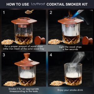 Cocktail Smoker Kit with Torch, 4 Flavors Wood Chips, Fashioned/Bourbon/Drink Smoker Infuser Kit, Birthday Anniversary Unique Gifts for Dad Boyfriend Husband Grandpa(No Butane)