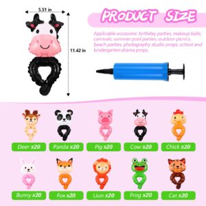 Libima 200 Pcs Inflatable Wrist Balloon Cartoon Animals Hand Wearing Balloons with Pump Safari Farm Animals Balloons Jungle Theme Birthday Party Favors Zoo Carnival Party Supplies Decorations