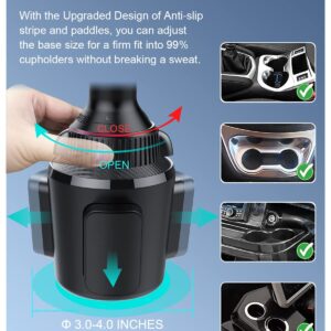 OQTIQ Wireless Car Charger 15W Cup Holder Phone Mount Adjustable Car Phone Holder Charger with QC 3.0 Adapter Compatible with iPhone 14/13/12 Pro Max, Samsung, Pixel, LG & More