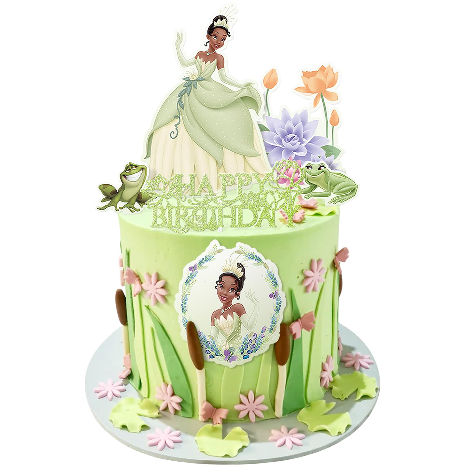 Cake Decorations for Tiana Cake Toppers, Sparkling HB Princess Theme Birthday Supplies Favor, 6 Pcs