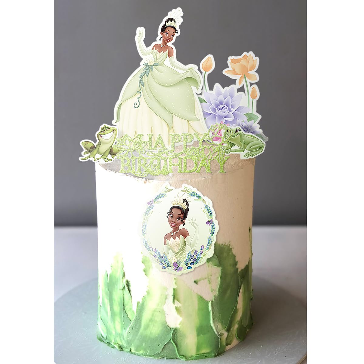 Cake Decorations for Tiana Cake Toppers, Sparkling HB Princess Theme Birthday Supplies Favor, 6 Pcs