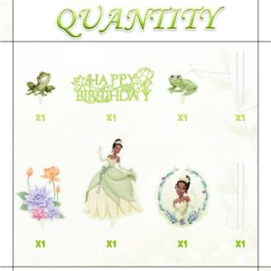 Cake Decorations for Tiana Cake Toppers, Sparkling HB Princess Theme Birthday Supplies Favor, 6 Pcs