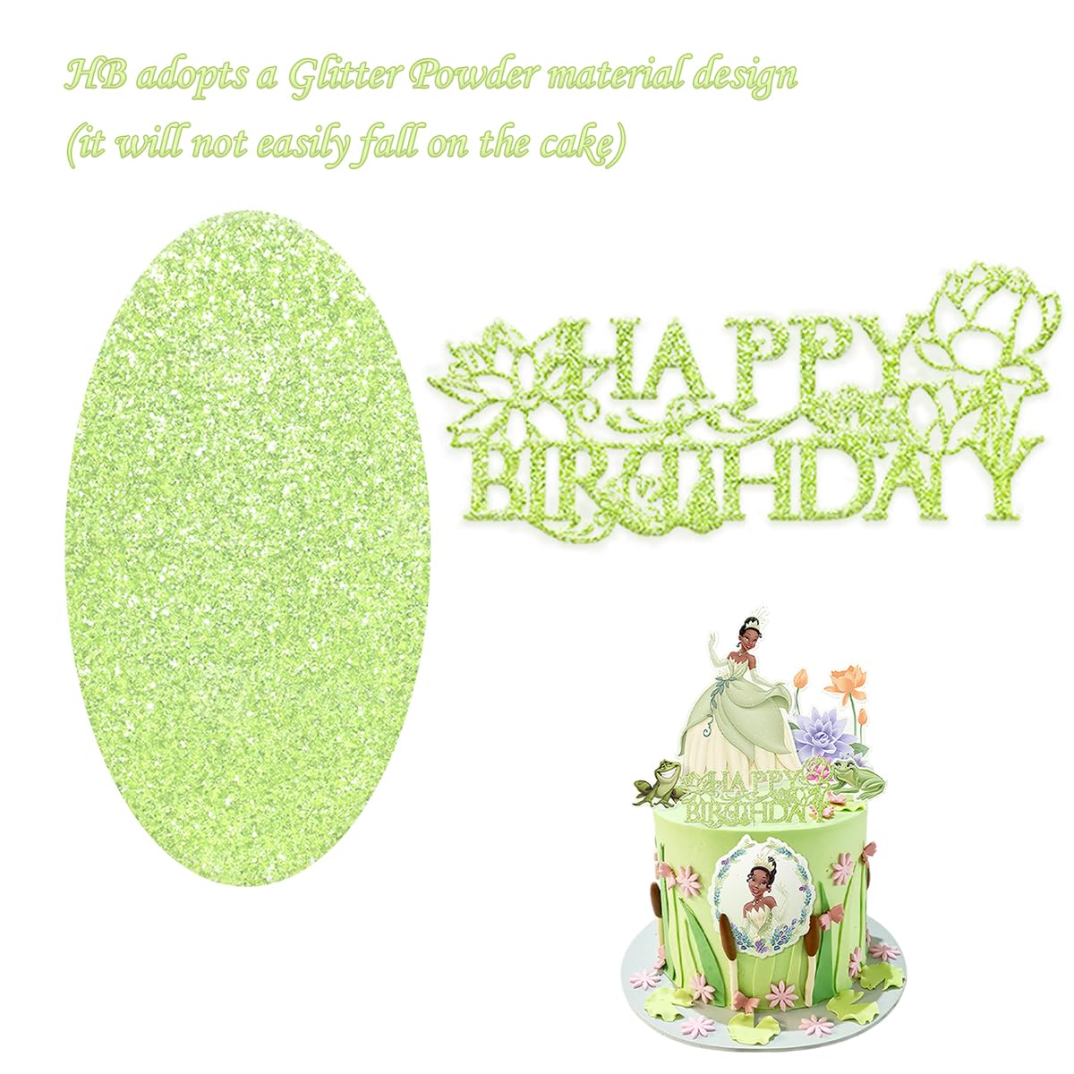 Cake Decorations for Tiana Cake Toppers, Sparkling HB Princess Theme Birthday Supplies Favor, 6 Pcs