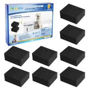 myfatboss 8 packs pre-filter sponges, water pump filter for wf20/cf20 68oz/2l cat water fountain wireless pump sponges