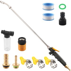 29 inches sprayer wand replacement, 3/8" & 1/4'' brass barb universal sprayer wand, adjustable stainless steel replacement garden sprayer wand with built-in shut-off valve