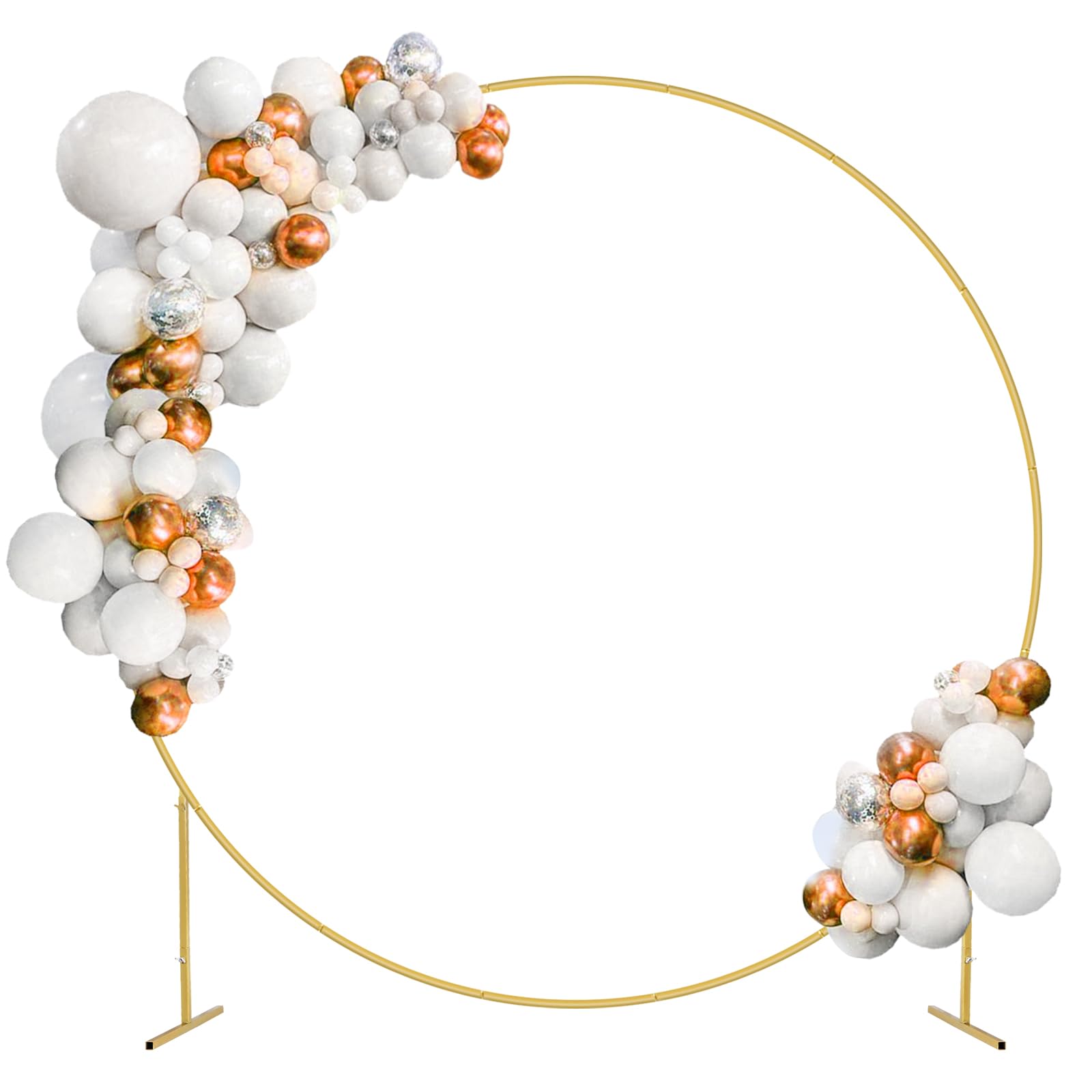 7.3FT Round Backdrop Stand, Metal Circle Balloon Arch Kit, Wedding Ring Arch Stand for Party Backdrop Decoration, Baby Shower, Birthday Anniversary Bridal Decoration, Gold