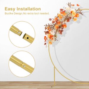 7.3FT Round Backdrop Stand, Metal Circle Balloon Arch Kit, Wedding Ring Arch Stand for Party Backdrop Decoration, Baby Shower, Birthday Anniversary Bridal Decoration, Gold