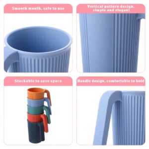 Dandat 16 Pcs Wheat Straw Cup with Handle Colorful Wheat Straw Mug Stackable Plastic Coffee Cups Set 12 oz Unbreakable Coffee Mug Reusable Plastic Mug Dishwasher Safe for Coffee Milk Tea, 4.3 x 3 Inch