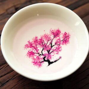 Magic Sakura Cherry Blossom Sake Cup - 2023 New Ceramic Sake Cold/Hot Temperature Color Changing Cup Glasses, Japanese Tea Wine Soju Sake Cup Glasses Set, Magical Blooming Sake Cups (Sakura- Cold＆Hot)