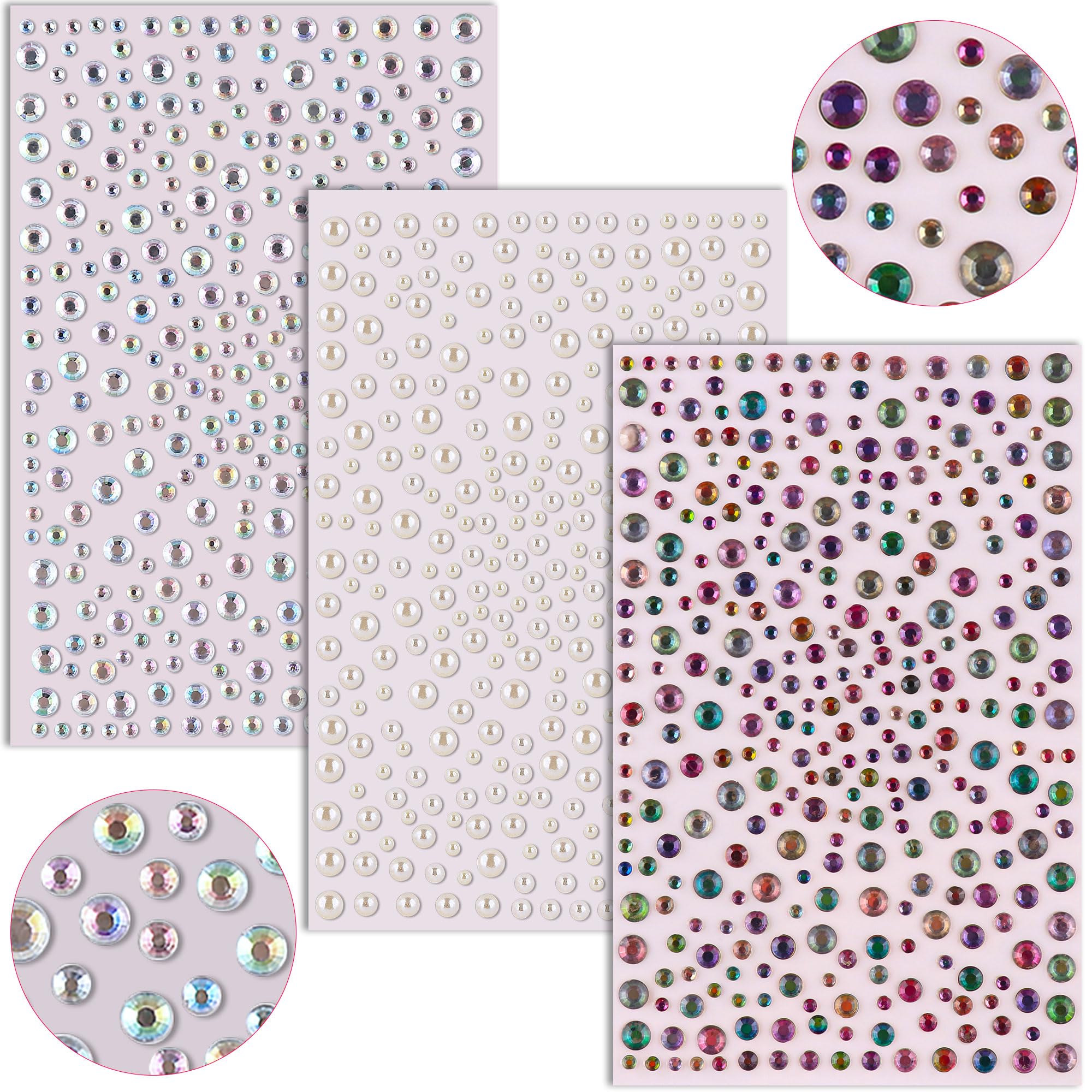 YGQQOY Face Gems,Facial Rhinestones Stickers, Hair Pearls Stickers, Eye Jewels, Festival Jewels Pearls Gems Stickers for Face Eye Makeup Hair Body Sticker on Proms Concert,1050pcs