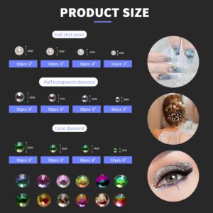 YGQQOY Face Gems,Facial Rhinestones Stickers, Hair Pearls Stickers, Eye Jewels, Festival Jewels Pearls Gems Stickers for Face Eye Makeup Hair Body Sticker on Proms Concert,1050pcs