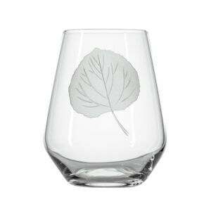 Rolf Glass Aspen Leaf Stemless Wine Glass 18oz | Set of 4 | Stemless Wine Tumblers | Made in the USA