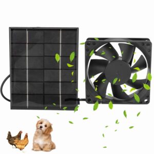 hywhuyang solar panel fan kit, 2w waterproof solar exhaust fan, for small chicken coops, greenhouses, sheds, pet houses, window exhaust (small)