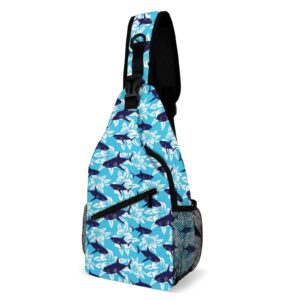 vsofmy sling bag for men women crossbody sling backpack for travel hiking daypack chest bag shark