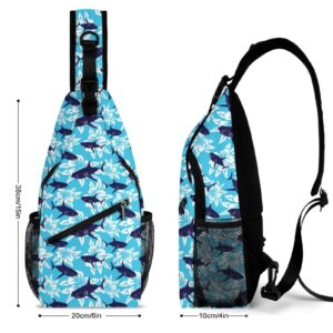 VSOFMY Sling Bag for Men Women Crossbody Sling Backpack for Travel Hiking Daypack Chest Bag Shark