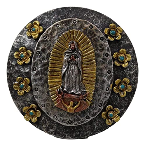 Ebros Gift Our Holy Lady Of Guadalupe Decorative Round Jewelry Rosary Box 3.25" Long Catholic Religious Inspirational Blessed Virgin Mary Mother Of Jesus Keepsake Trinket Keys Organizer Box Figurine