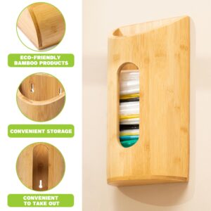 Bamboo Grocery Bag Holder,Trash Bag Dispenser,Wall Mount Plastic Bag Saver,Organizer for Plastic Bags