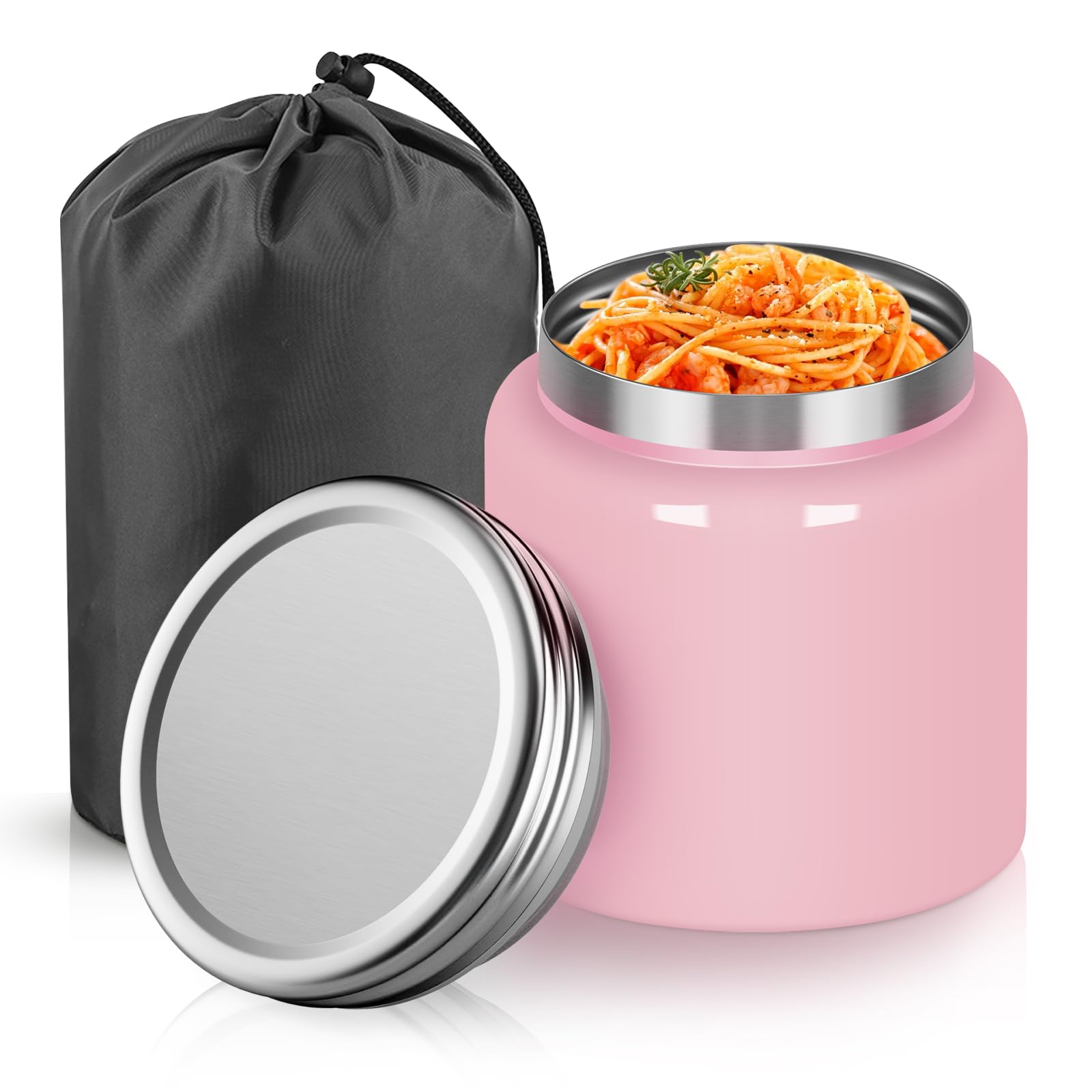 MZLMZL Insulated Food Jars,10oz Insulated Food Container,Soup Termoses Para Comida Caliente,Wide Mouth Design Food Jars Hot or Cold Meals Lunch Box (10oz-Pink)