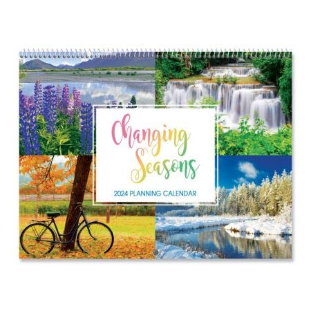 2024 Changing Seasons Big Grid Wall Calendar, 12-Inch x 9-Inch Size Closed, 18-Inch Size Open, Large Bookstore-Quality, Spiral-Bound Hanging Monthly Wall Calendars for Kitchen & Office, by Current