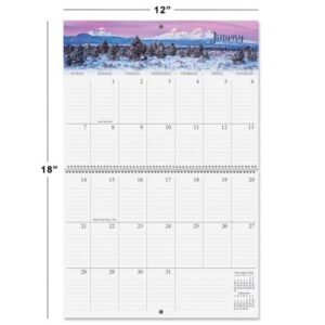 2024 Changing Seasons Big Grid Wall Calendar, 12-Inch x 9-Inch Size Closed, 18-Inch Size Open, Large Bookstore-Quality, Spiral-Bound Hanging Monthly Wall Calendars for Kitchen & Office, by Current