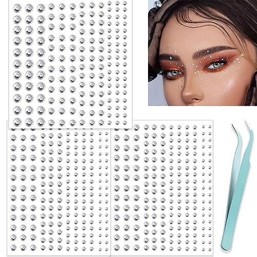 NOOEPC Face Gems Hair Gems, Self-Adhesive Face Jewels Eye Jewels Rhinestones 3/4/5/6 mm DIY Face Gems Stick on, Hair Body Rhinestones Gems Crystals Pearls for Face Eyes Makeup Body, Crafts