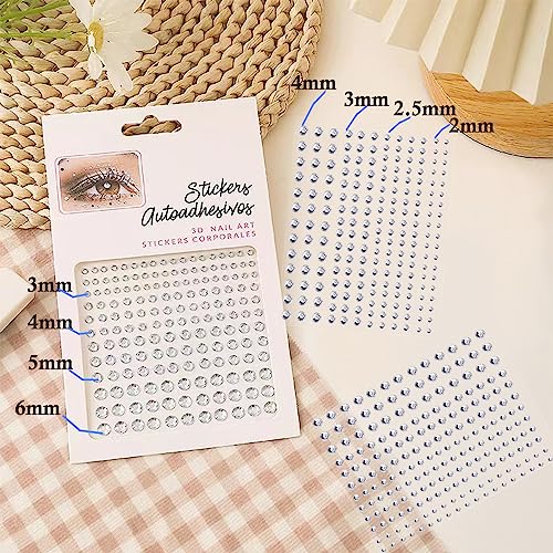 NOOEPC Face Gems Hair Gems, Self-Adhesive Face Jewels Eye Jewels Rhinestones 3/4/5/6 mm DIY Face Gems Stick on, Hair Body Rhinestones Gems Crystals Pearls for Face Eyes Makeup Body, Crafts