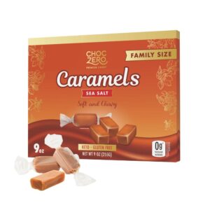 choczero sugar free caramels - keto caramel candy - all natural, classic candies - low carb snack (9 ounce box)