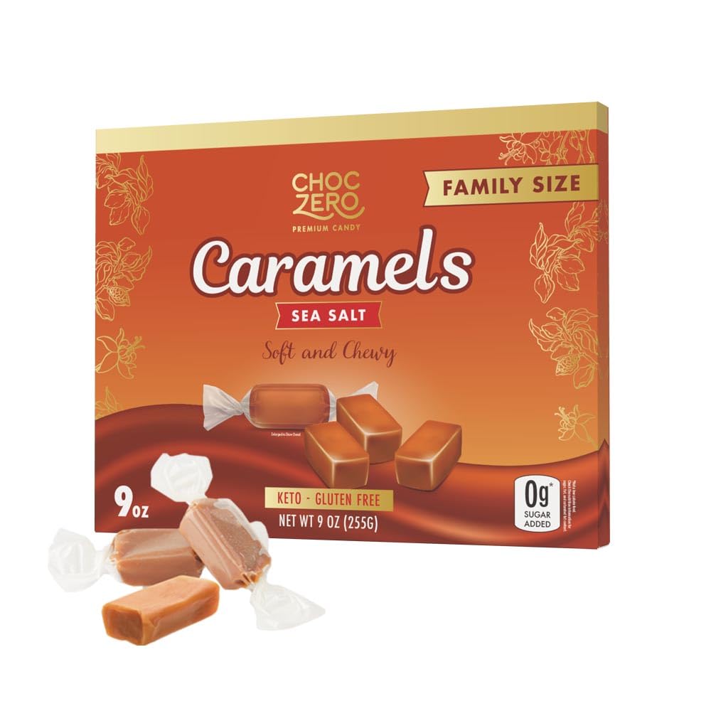 ChocZero Sugar Free Caramels - Keto Caramel Candy - All Natural, Classic Candies - Low Carb Snack (9 ounce Box)