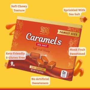 ChocZero Sugar Free Caramels - Keto Caramel Candy - All Natural, Classic Candies - Low Carb Snack (9 ounce Box)