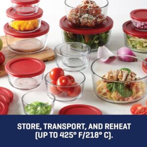 Anchor Hocking 26 Piece Glass Storage Containers with Lids (13 Glass Food Storage Containers & 13 Red SnugFit Lids)